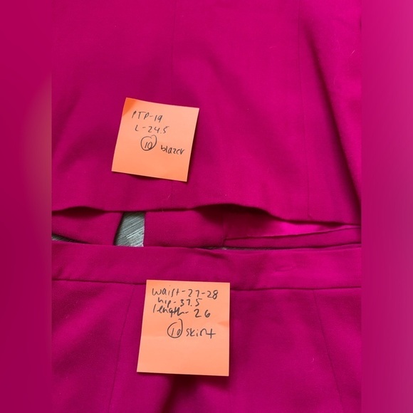 VTG Oleg Cassini Blazer Suit Wool Set Skirt Magenta Fuschia Pink Size 10 S M - Picture 14 of 14